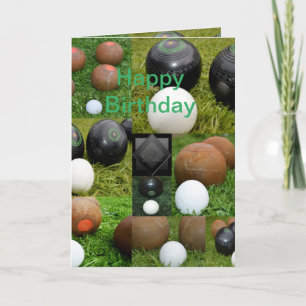 Cartão Vintage Lawn Bowls Photo Collage, Birthday