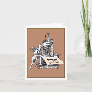 Cartão Vintage Letterpress Printer Birthday Greeting Card