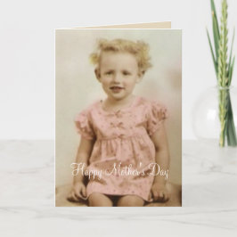 Cartão Vintage little girl in pink dress Mothers Day card