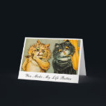 Cartão Vintage Louis Wain Cats You Make My Life Better<br><div class="desc">This folded greeting card features a reproduction of vintage anthropomorphic cartoon cats titled "Music in Pusstown" with customizable fancy elegant "You Make My Life Better" text. The cat on the left struggles to play a small flute while the cat on the right seems to strain for enough breath to play...</div>