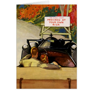 Cartão Vintage Love, Road Closed Prossiga por Seu Próprio