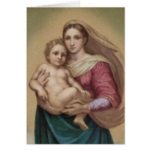 Cartão Vintage Madonna e criança