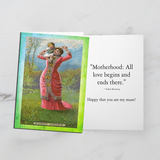Cartão Vintage Mãe Dias Felizes Dia das Mães (Vintage Mum Sunny Hours Mother's Day Card)