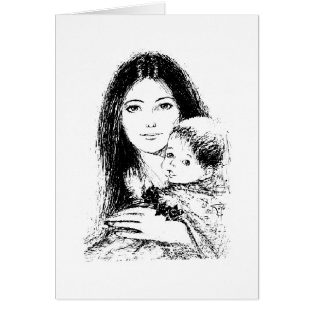 Cartão Vintage - Mãe e Bebê (Frente)