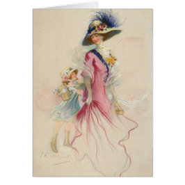 Cartão Vintage Mãe e Filho