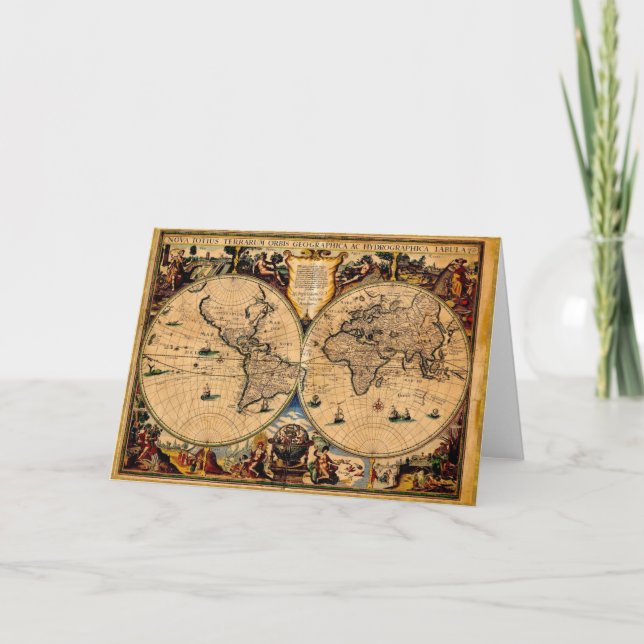 Cartão Vintage Map Nova totius terrarum 1625 (Frente)