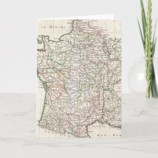 Cartão Vintage Map of France (1771) (Frente)