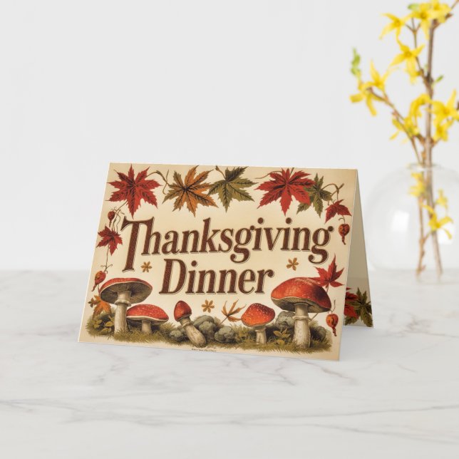 Cartão vintage maple leaves - Thanksgiving invitation (Flor Amarela)