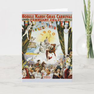Cartão Vintage Mardi Gras Poster