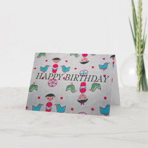 Cartão Vintage Material FELY BIRTHDAY Card