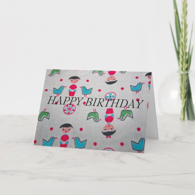 Cartão Vintage Material FELY BIRTHDAY Card (Frente)