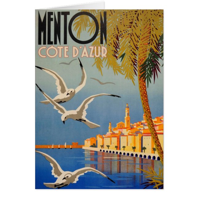 Cartão Vintage Menton CoTe D'azur (Frente)