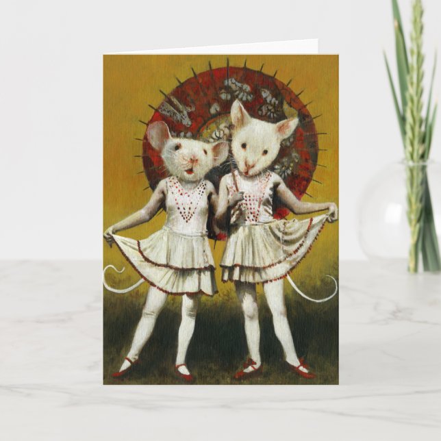 Cartão Vintage Mice Greeting Card (Frente)