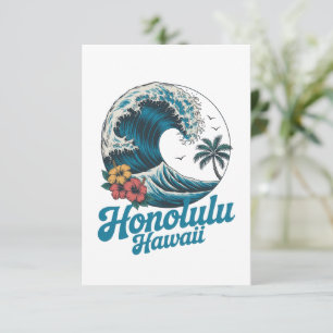 Cartão Vintage Minimal Honolulu Havaí Viagem Aloha