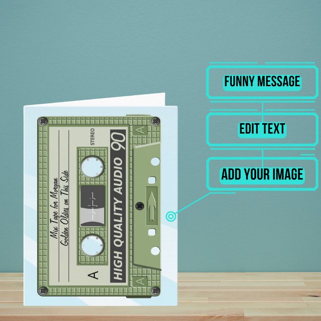 Cartão Vintage Mixtape Cassette Birthday (You can still send a mixtape today with this funny card. )