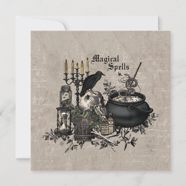 Cartão Vintage moderna Halloween WITCHES BREW (Frente)