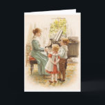 Cartão Vintage Mother And Children With Piano Card<br><div class="desc">Vintage / Retro Mother's Day greeting card. Adorable scene with Mother playing the piano while her lovely children watch! Perfect note card for any special occasion -- Mother's Day, Birthday, etc.</div>