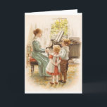 Cartão Vintage Mother And Children With Piano Card<br><div class="desc">Vintage / Retro Mother's Day greeting card.  Adorable scene with Mother playing the piano while her lovely children watch!  Perfect note card for any special occasion -- Mother's Day,  Birthday,  etc.</div>