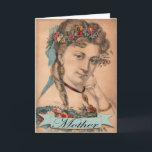 Cartão Vintage Mother's Day Card<br><div class="desc">Lovely card for that special mom, use for Mother's Day or her birthday. Vintage print had been cleaned up, colorized with added banner. Customize the inside with your own message.</div>