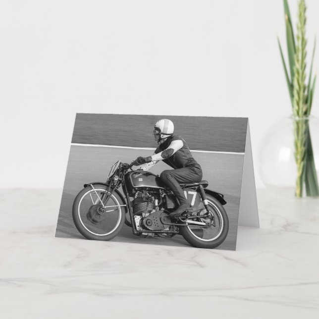 Cartão Vintage Motorcycle Racing Greeting Card (Frente)