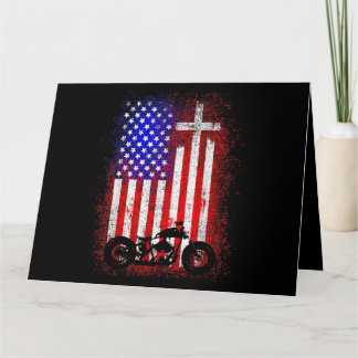 Cartão Vintage Motorcycle USA Flag Christian Faith para B