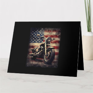 Cartão Vintage Motorcycle USA Flag Retro Biker American