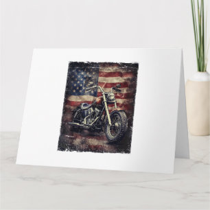 Cartão Vintage Motorcycle USA Flag Retro Biker American