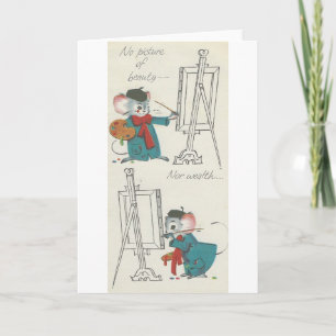 Cartão Vintage "Mouse Artist" Get Well