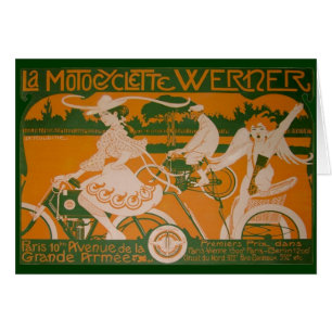 Cartão Vintage Mulher ciclando com Cupid