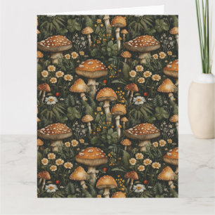 Cartão Vintage Mushroom Garden Sem Olhos Padrão