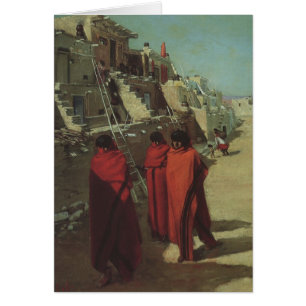 Cartão Vintage Native American, Hopi Pueblo por Louis Aki