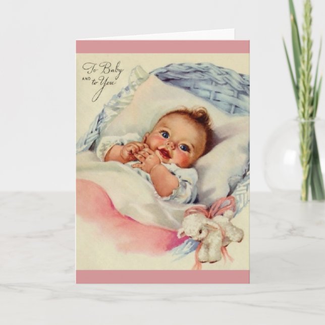 Cartão Vintage New Baby Greeting Card (Frente)