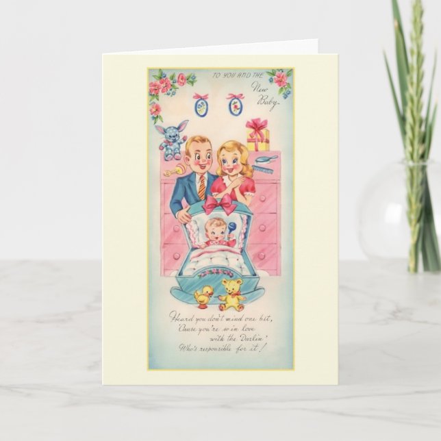 Cartão Vintage New Baby Greeting Card (Frente)