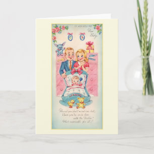 Cartão Vintage New Baby Greeting Card