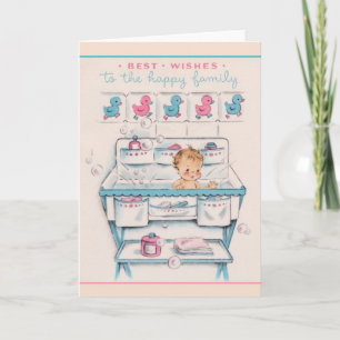 Cartão Vintage New Baby Greeting Card