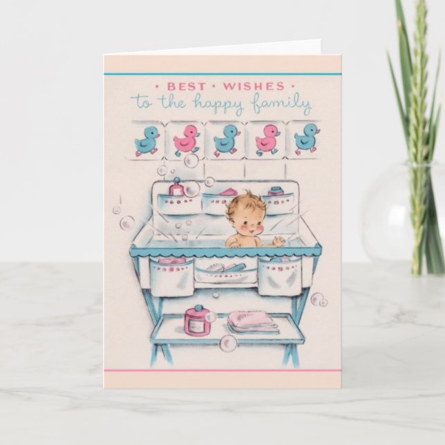 Cartão Vintage New Baby Greeting Card (Frente)