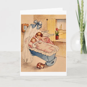 Cartão Vintage New Baby Guardian Angel Greeting Card