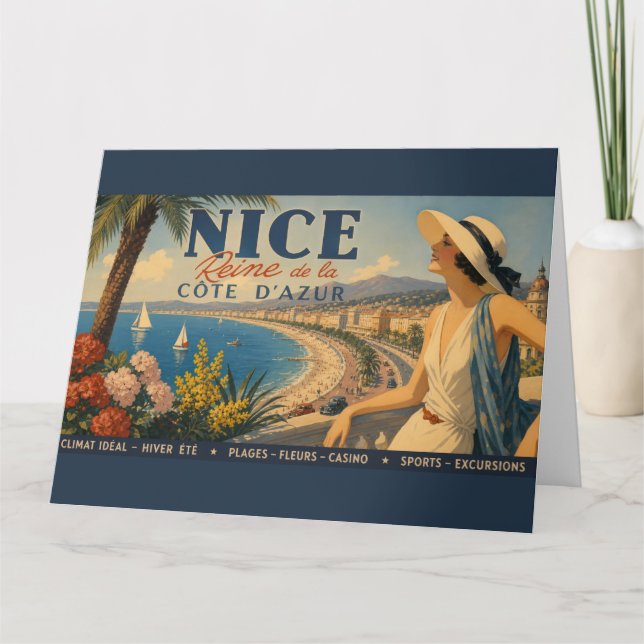 Cartão Vintage Nice Rainha Cote D'Azur (Frente)