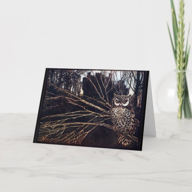 Cartão Vintage Night Owl Rackham (Frente)