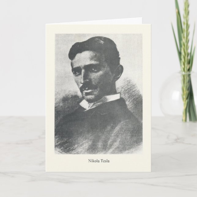 Cartão Vintage Nikola Tesla Portrait Note Card (Frente)