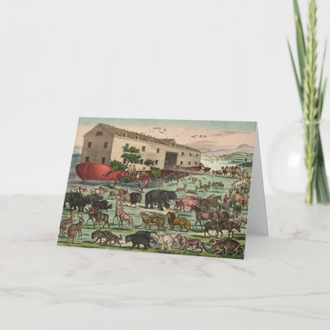 Cartão Vintage Noahs Ark Animal Ilustração 1882 (Frente)