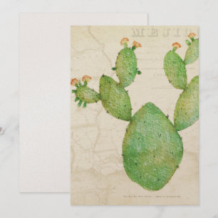 Cartão Vintage Nopal Cactus Watercolor