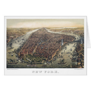 Cartão Vintage Nova Iorque, Manhattan, ponte do Brooklyn