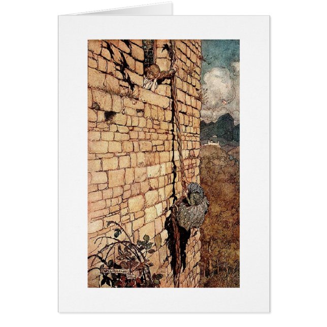 Cartão Vintage - o cabelo de Rapunzel, (Frente)