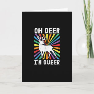 Cartão Vintage Oh Deer Estou Queer Orgulho LGBT Gay Lésbi