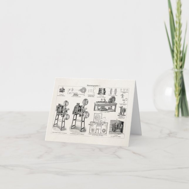 Cartão Vintage Old Antique Movie Camera Cinematography (Frente)