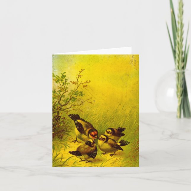 Cartão Vintage Painted Sparrows Note Card (Frente)