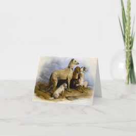 Cartão Vintage painting of five cute dogs