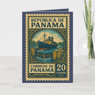 Cartão Vintage Panama Postage Stamp