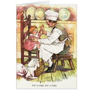 Cartão Vintage - pancadinha um bolo, pancadinha um bolo,